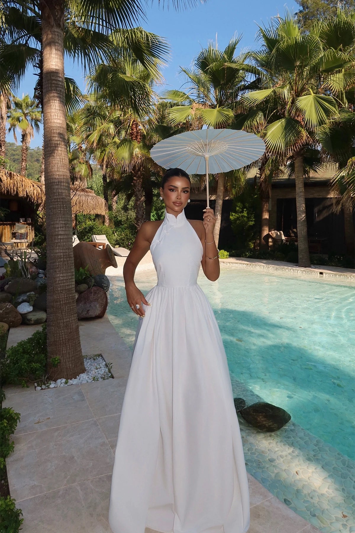 Tania White Halter Elegance