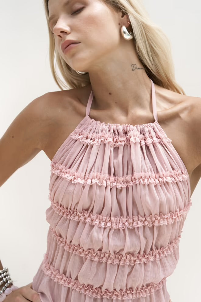 Sofi Étoile Set – Sheer Crop & Maxi Skirt in Rose