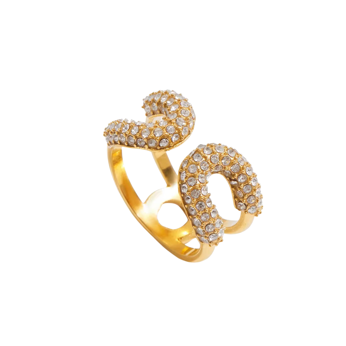 Golden Loop – Strass Statement Ring