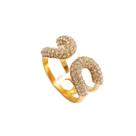 Golden Loop – Strass Statement Ring